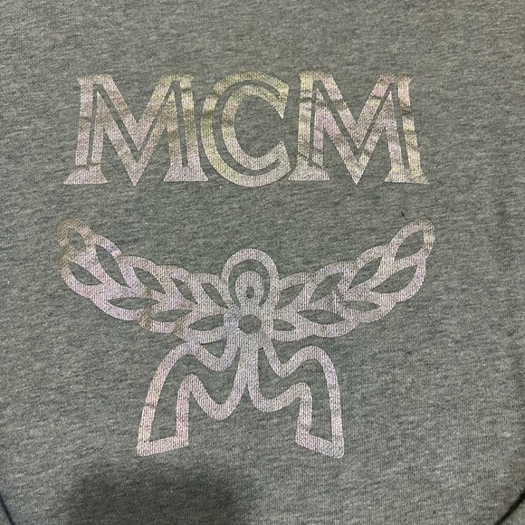 MCM Metallic Logo Gray Crewneck Sweater - Picture 3 of 5